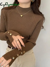 Cyflymder Autumn Winter Sweater Women Pullovers Long Sleeve Tops Clothes Slim Knit Soft Jumper Streetwear Button