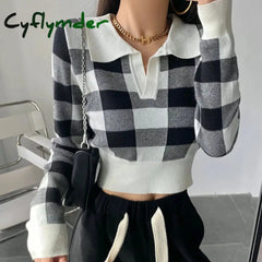 Cyflymder Autumn Winter Vintage Knitwear Crop Tops Women Pullover Sweaters Fashion Female Long