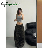 Cyflymder Autumn Womens Jeans High Waist Baggy Casual Vintage Y2K Camouflage Straight Pants Street American Wide Leg