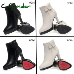 Cyflymder Autumn Women’s Platform Shoes New Plus Velvet Stiletto Heel Heeled Ankle Boots Winter Versatile Pointed Toe