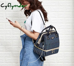 Cyflymder Baby Diaper Nappy Travel Tote Bag With Usb Mini Breast Pump Lunch Breastmilk Cooler