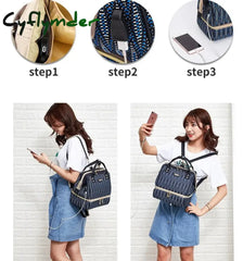 Cyflymder Baby Diaper Nappy Travel Tote Bag With Usb Mini Breast Pump Lunch Breastmilk Cooler