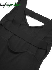 Cyflymder - Back Cutout Knit Midi Dress Dresses