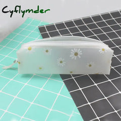 Cyflymder Back To School 1Pcs Kawaii Transparent Pencil Case Daisy Gift Estuches School Box