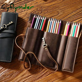BACK TO SCHOOL 1Pcs Leather Pencil Wrap Bag Handmade Pen Bag Multi-functional Pencil Roll Bag Pen Holder Case for Student Artists Writers KIN