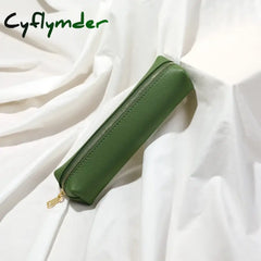 Cyflymder Back To School 20Cm Long Pu Leather Pencil Case For Girls Makeup Brush Bag Small Zipper