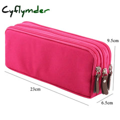 Cyflymder Back To School 3 Zippers Pencil Case School Supplies Trousse Scolaire Korean Stationery