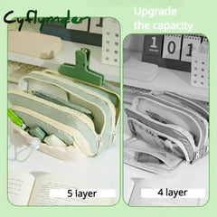 Cyflymder Back To School 5 Layer Large Capacity Pencil Bag Girls’ Big Stationery Aesthetic School