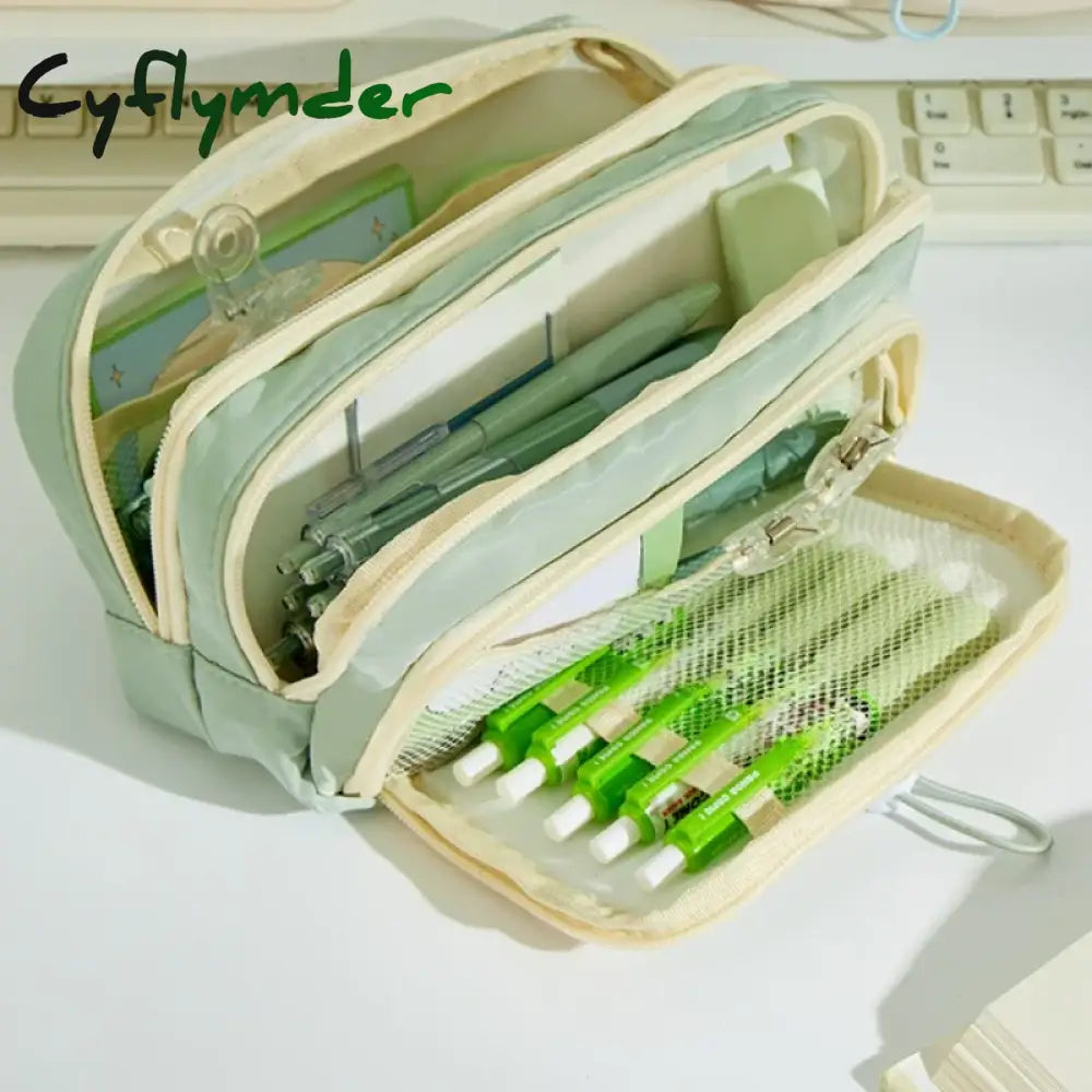 BACK TO SCHOOL 5 Layer Large Capacity Pencil Bag Girls' Big Stationery Bag Aesthetic School Cases Zipper Pencil Pouch Student School Supplies