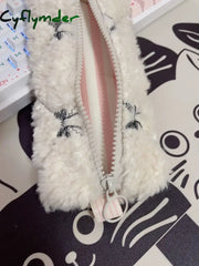 Cyflymder Back To School Bow Embroidery Lamb Brush Bag For Girls Stationery Storage Gift Makeup