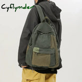 Canvas Women's Backpack Vintage Shoulders Bag College Knapsack Patchwork Packbag Travel Rucksack Student Mochila Y2K Book Bag