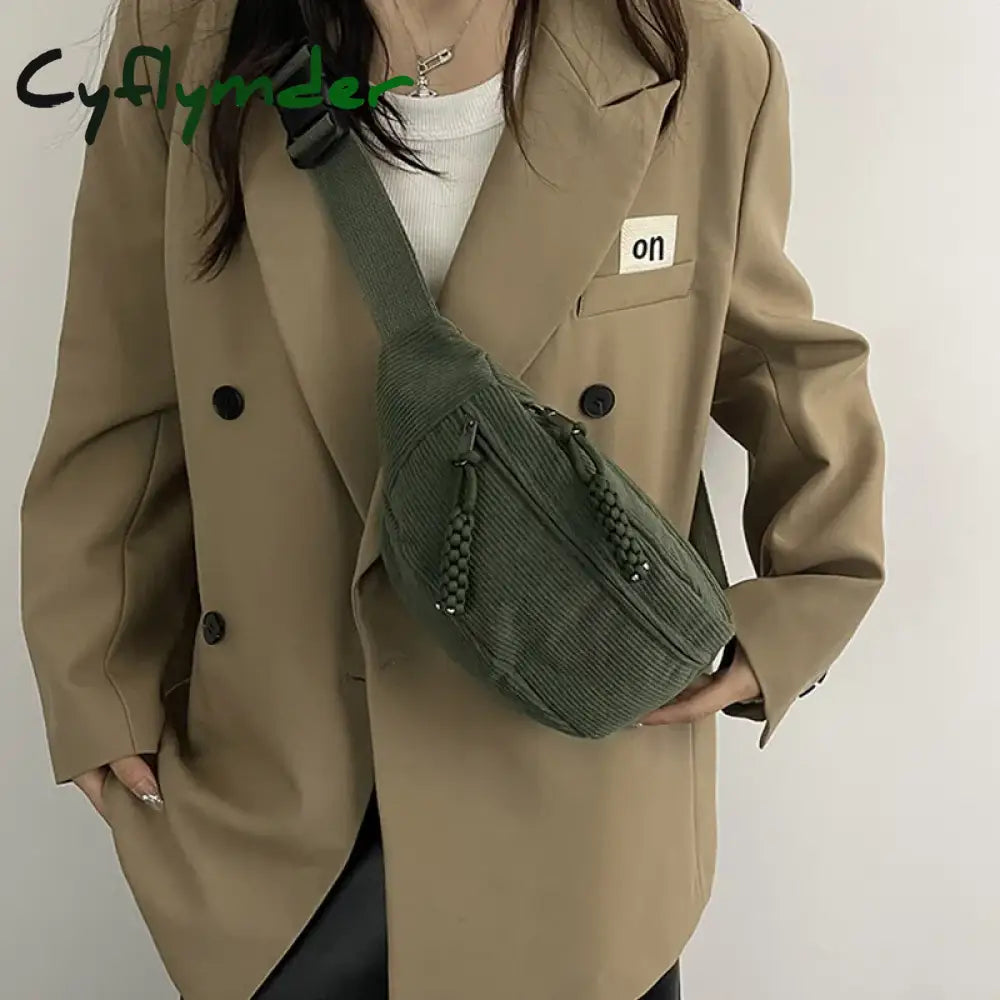 BACK TO SCHOOL Casual Corduroy Belt Bags for Women Fashion Fanny Pack Female Banana Waist Bag Hip Purse Shoulder Crossbody Chest Bag Pocket