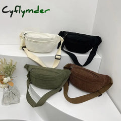 Cyflymder Back To School Casual Corduroy Belt Bags For Women Fashion Fanny Pack Female Banana Waist