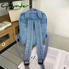 Cyflymder Back To School Casual Denim Student Bag Portable Multi-Functional Travel Backpack Light