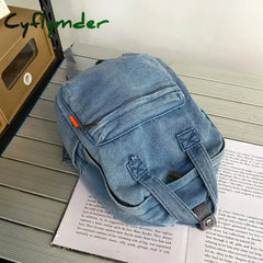 Cyflymder Back To School Casual Denim Student Bag Portable Multi-Functional Travel Backpack Light