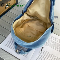 Cyflymder Back To School Casual Denim Student Bag Portable Multi-Functional Travel Backpack Light