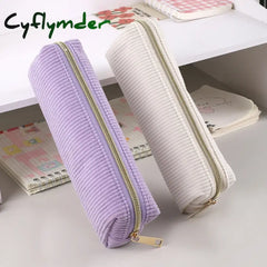 Cyflymder Back To School Corduroy Pencil Case Trousse School Supplies Large Capacity Soft Solid