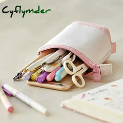Cyflymder Back To School Creative Retractable Pencil Case School Stationery Storage Bag Kawaii