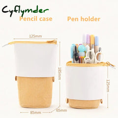 Cyflymder Back To School Creative Retractable Pencil Case School Stationery Storage Bag Kawaii