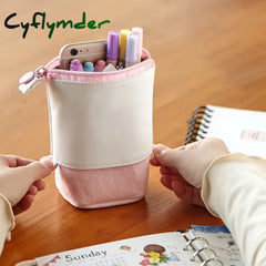 Cyflymder Back To School Creative Retractable Pencil Case School Stationery Storage Bag Kawaii