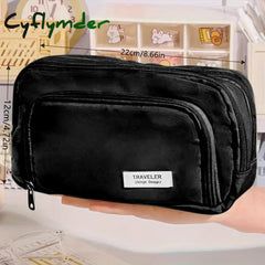 Cyflymder Back To School Cute Multi Layer Pencil Case Pouch Large Capacity Pen Bag Durable