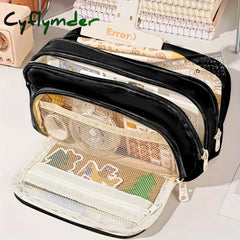 Cyflymder Back To School Cute Multi Layer Pencil Case Pouch Large Capacity Pen Bag Durable