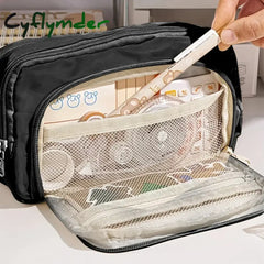 Cyflymder Back To School Cute Multi Layer Pencil Case Pouch Large Capacity Pen Bag Durable