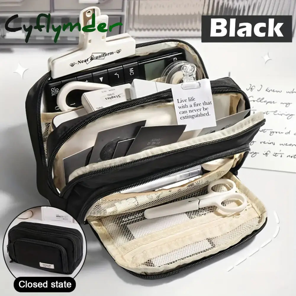 BACK TO SCHOOL Cute Multi Layer Pencil Case Pouch, Large Capacity Pen Case Bag,Durable Stationery Storage Bag For Students, School&Office