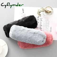 Cyflymder Back To School Cute Solid Color Plush Pencil Case For Girls Bag Stationery Pencilcase