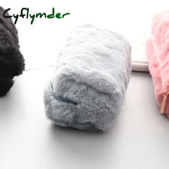 Cyflymder Back To School Cute Solid Color Plush Pencil Case For Girls Bag Stationery Pencilcase