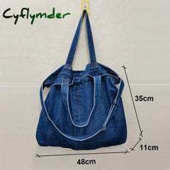 Cyflymder Back To School Denim Shoulder Bags For Women Casual Jeans Designer Tote Crosbody Luxury