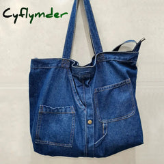 Cyflymder Back To School Denim Shoulder Bags For Women Casual Jeans Designer Tote Crosbody Luxury