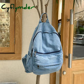 BACK TO SCHOOL Denim Travel Daypack Solid Students Retro Backpack Large Capacity Zipper Vintage Backpack for Outing Hiking Shopping