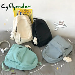 Cyflymder Back To School Fashion Backpack Canvas Women Solid Color Travel New School Book Bag For
