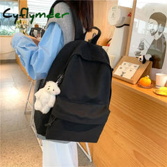 Cyflymder Back To School Fashion Backpack Canvas Women Solid Color Travel New School Book Bag For