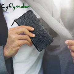 Cyflymder Back To School Genuine Leather Fountain Pen Case 3 Divided Slots Zippered Pouch Handmade