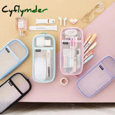 BACK TO SCHOOL Grid Mesh Pen Pencil Case with Zipper Clear Makeup Color Pouch Cosmetics Bag Multi-Purpose Travel School Teen Girls Transparent Stationary Bag Office Organizer Box for Adluts(Pink)