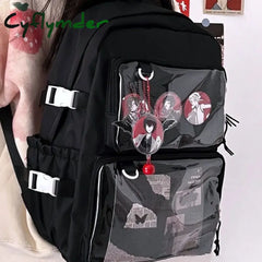 Cyflymder Back To School Kawaii Backpack Women Transparent Pocket Itabag Large-Capacity Laptop