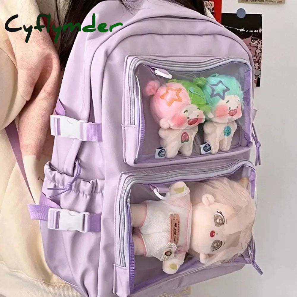 BACK TO SCHOOL Kawaii Backpack Women Transparent Pocket Itabag Large-capacity Laptop Backpack School Bags For Girls High School JK Bag Mochilas