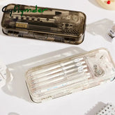 Cyflymder Back To School Kawaii Transparent Pencil Case Double Layer Multifunction Kids Pen