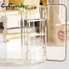 Cyflymder Back To School Kawaii Transparent Pencil Case Double Layer Multifunction Kids Pen