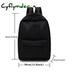 Cyflymder Back To School Large Capacity Canvas Black Backpack Light Simple Travel Bag Student