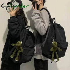 Large Capacity Canvas Black Backpack Light Simple Travel Bag Canvas Backpack Student School Bag Canvas Student Zipper Backpack