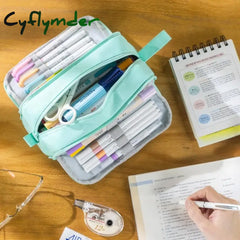 Cyflymder Back To School Large Capacity Pen Kawaii Pencil Case Aesthetic Pouch School Bag Gift