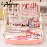 BACK TO SCHOOL Large Capacity Pencil Bag Pink Aesthetic School Pencil Box Stationery Supplies Pen Case Zipper Pencil Pouch School Supplies