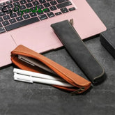 BACK TO SCHOOL Large Capacity Pencil Bag PU Leather Pen Sleeve Protective Cover Zipper Pencil Pouch Pen Holder Student School Office Supplies