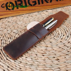 Cyflymder Back To School Leather Pen Bag Personality Retro Handmade First Layer Cowhide Pencil Case