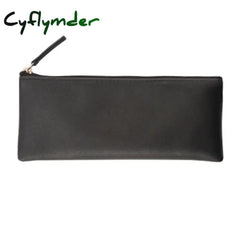 Cyflymder Back To School Leather Pencil Case Simple Pen Bags Women Girl Make Up Holder Gift School