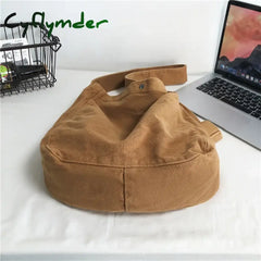 Cyflymder Back To School Minimalist Style Solid Shoulder Bags 100% Cotton Unisex Crossbody Canvas