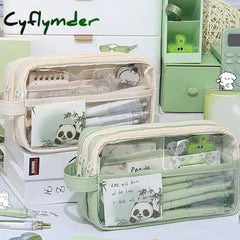 Cyflymder Back To School Multi-Functional Pencil Case Transparent With Handle Pen Bag Large